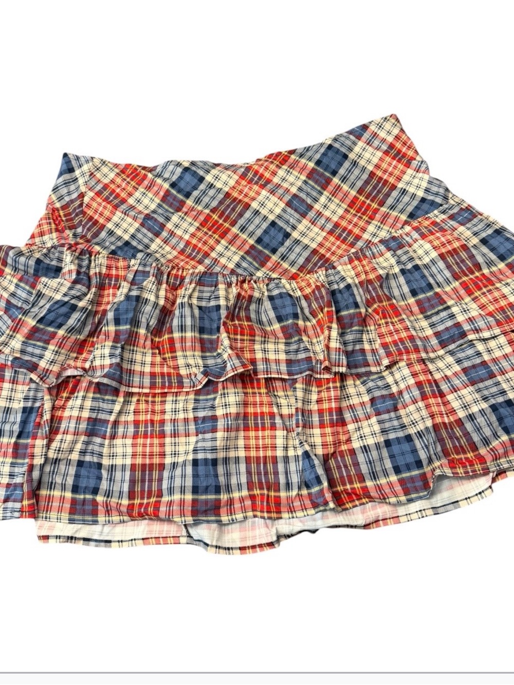 Torrid A Line Plaid Tiered Mini Skirt Red White & Blue sz20